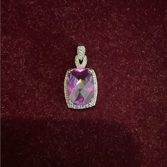 Amethyst & Diamond Halo Pendant